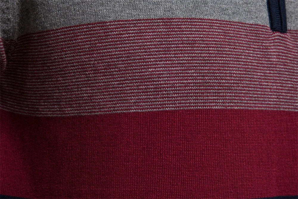 Espen | Men's Quarter Zip Striped Knit Jumper