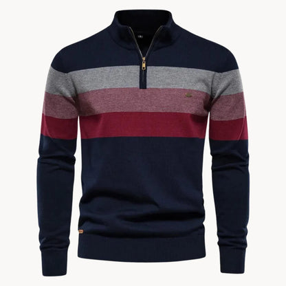Espen | Men's Quarter Zip Striped Knit Jumper