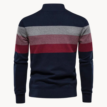 Espen | Men's Quarter Zip Striped Knit Jumper