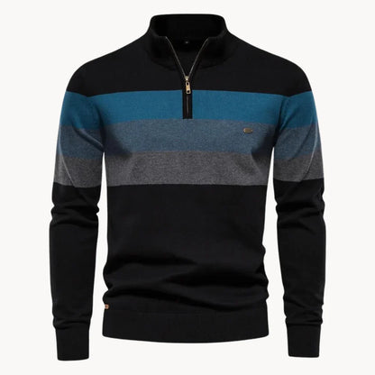Espen | Men's Quarter Zip Striped Knit Jumper