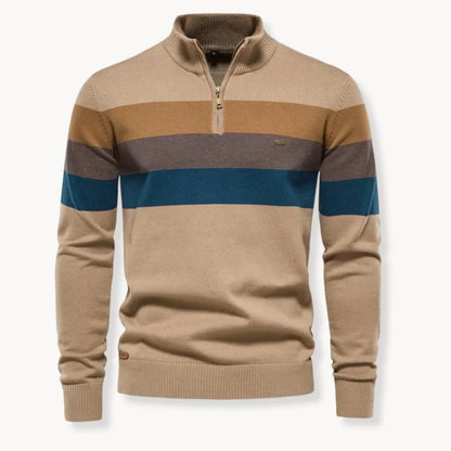 Espen | Men's Quarter Zip Striped Knit Jumper