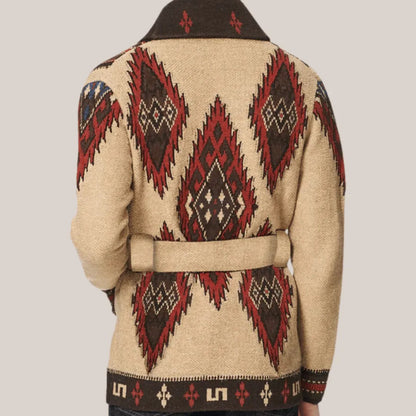 Anton | Men's Belted Shawl Collar Jacquard Cardigan
