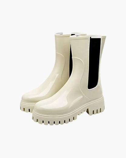 Ava | Women's Chunky Lug Sole Chelsea Rain Boots in Cream