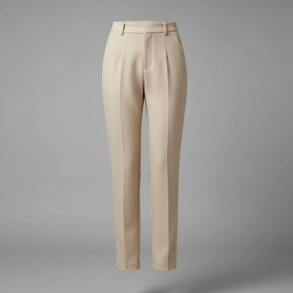 Elise | Women's Pleated Tapered Tailored Trousers in Beige