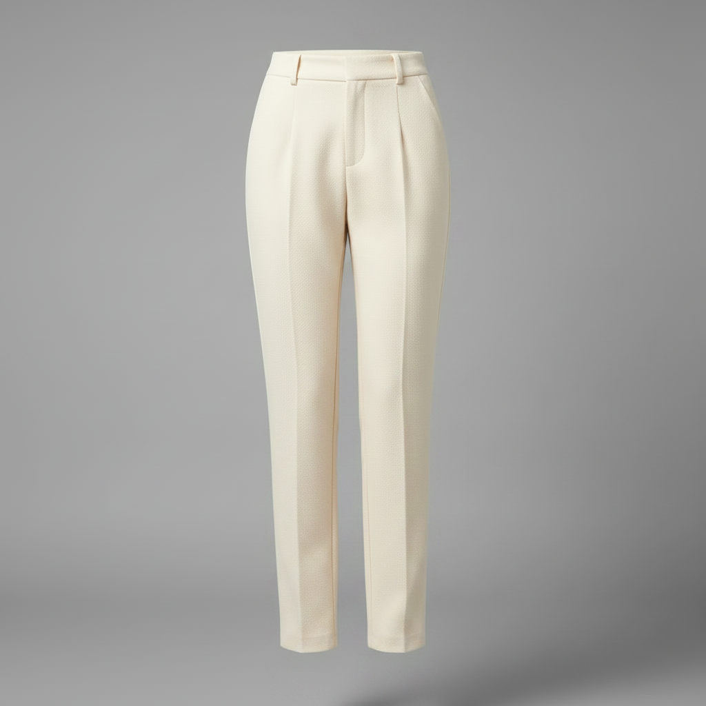 Elise | Women's Pleated Tapered Tailored Trousers in Cream