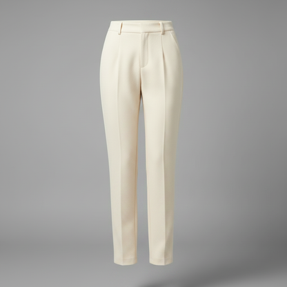 Elise | Women's Pleated Tapered Tailored Trousers in Cream