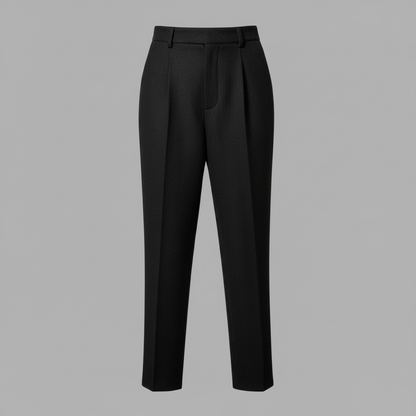 Elise | Women's Pleated Tapered Tailored Trousers in Black