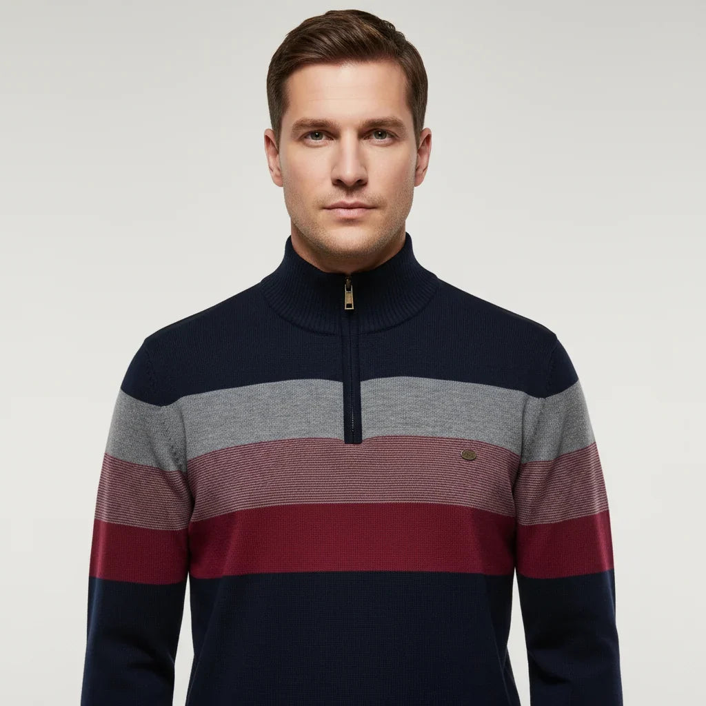 Espen | Men's Quarter-Zip Striped Knit Sweater
