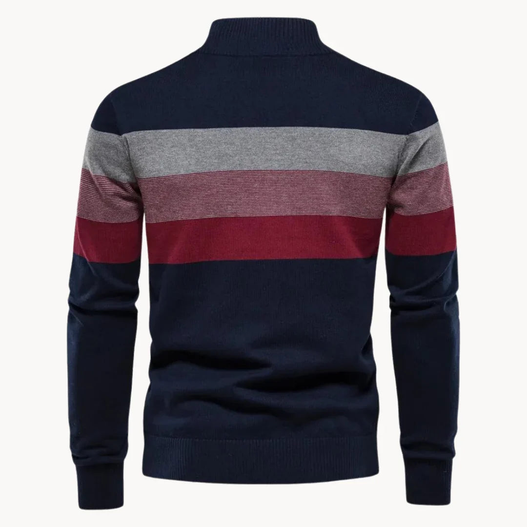Espen | Men's Quarter-Zip Striped Knit Sweater