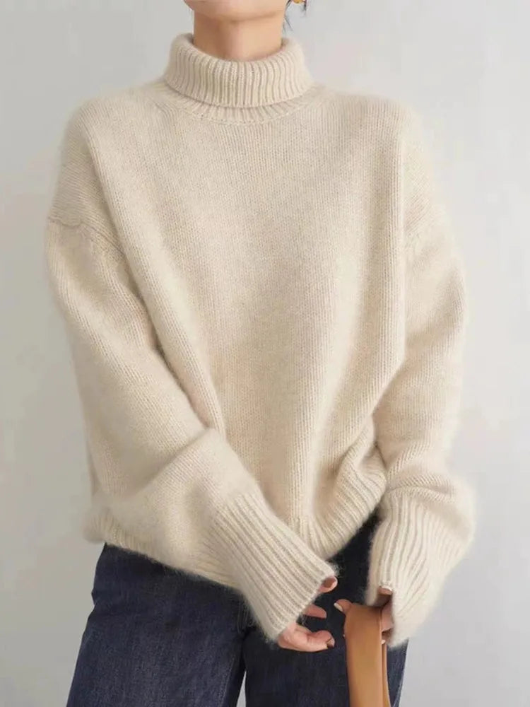 Hazel | Women's Relaxed Soft Knit Turtleneck Sweater