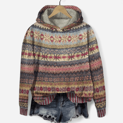 Nina | Women's Retro Fair Isle Print Hoodie