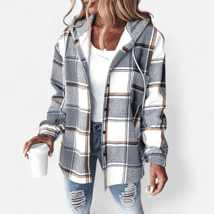 Sienna | Women's Hooded Button-Front Shirt Jacket in Green