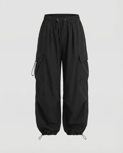 Tessa | Women's Oversized Drawstring Cargo Pants in Black