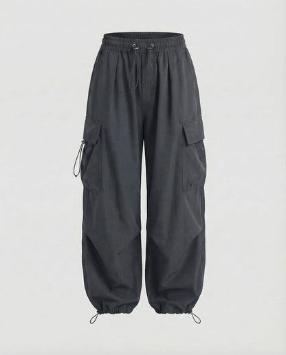 Tessa | Women's Oversized Drawstring Cargo Pants in Grey