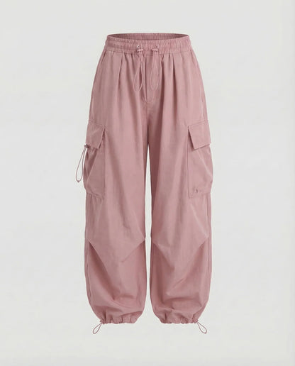 Tessa | Women's Oversized Drawstring Cargo Pants in Pink