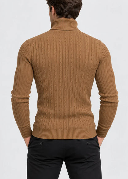 Theo | Men's Slim Fit Cable-Knit Turtleneck Sweater