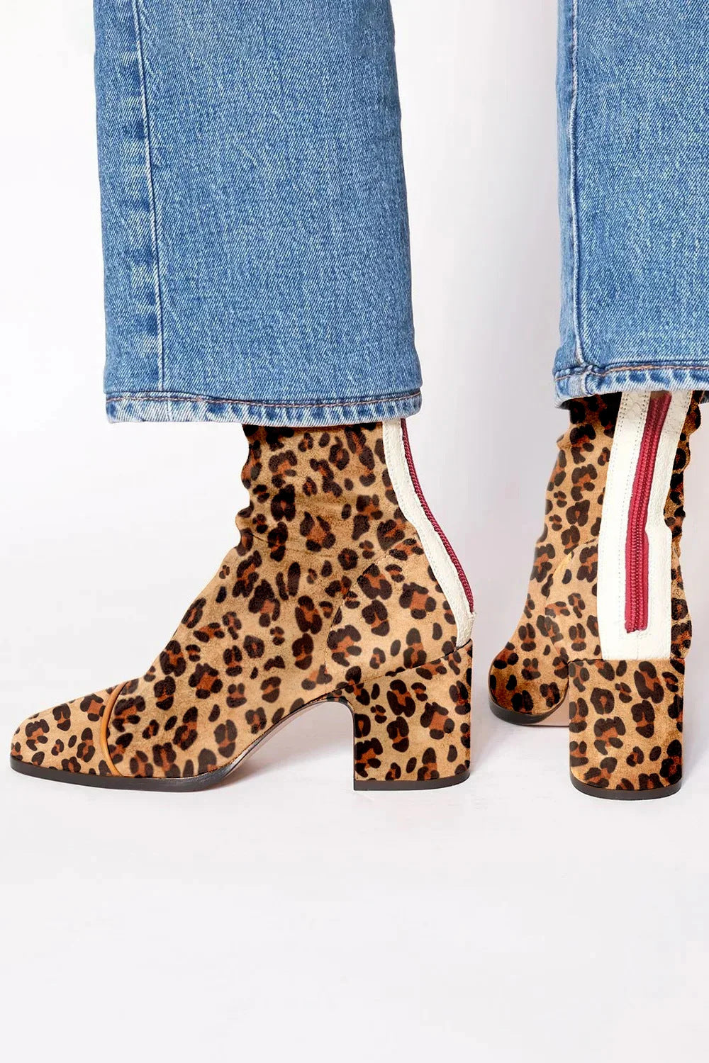 Wren | Women's Square Toe Block Heel Ankle Boots in Leopard