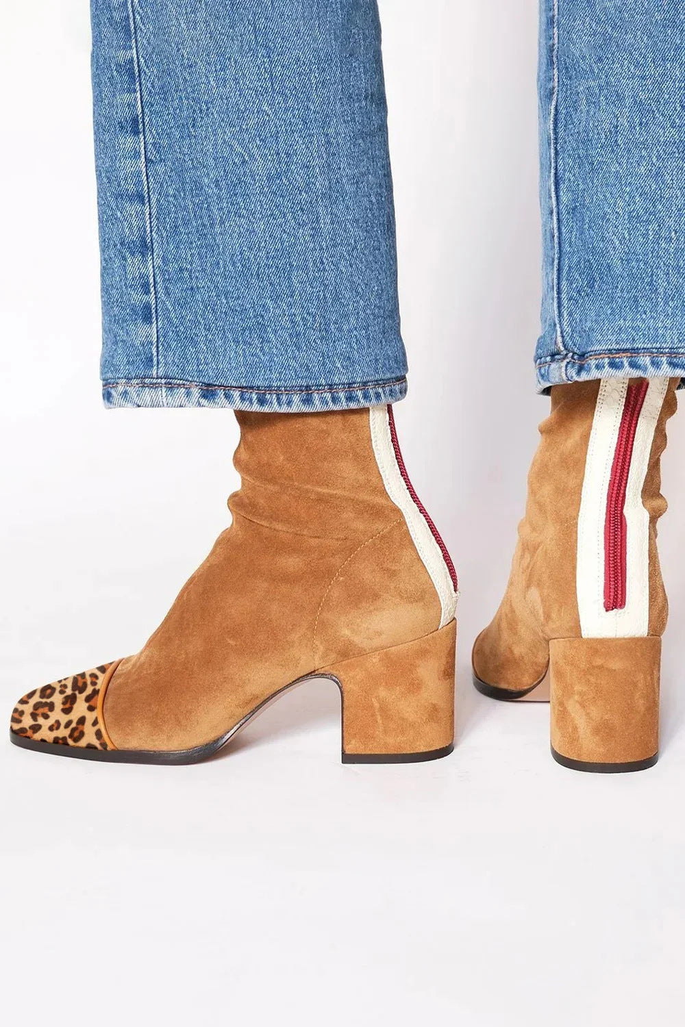 Wren | Women's Square Toe Block Heel Ankle Boots in Camel